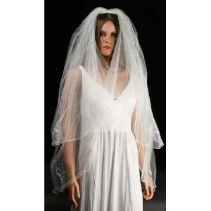  Two Tier Ivory Bridal Veil Detailed with Faux Pearls and 