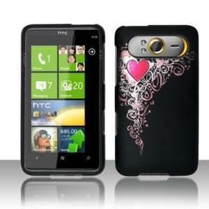  Black with Gothic Vine Heart Rubber Texture HTC HD7 Snap 
