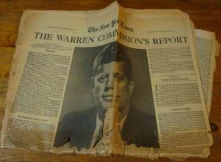 New York Times Newspaper Sept 28 1964 Warren Report JFK  