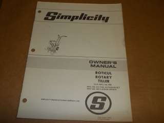 c1484] OLD Simplicity Operator Manual 3hp Tiller  