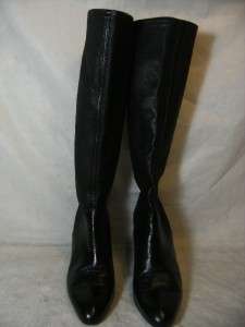 COLE HAAN NIKE AIR JOANA TALL BLACK STRETCH LEATHER BOOTS SIZE 8.5 PRE 