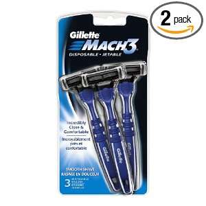  Gillette Mach3 Smooth Shave Disposable Razor, 3 Count 