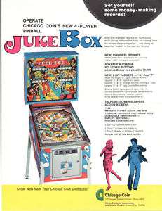 JUKE BOX Original Promo PINBALL Flyer CHICAGO COIN 1976  
