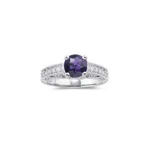  0.57 Cts Diamond & 1.14 Cts Amethyst Ring in 14K White 