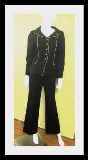 Rebecca Taylor Suit Size 8 Black with Pink Trim  
