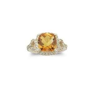  0.50 Ct Diamond & 3.01 Cts Citrine Ring in 14K Yellow Gold 