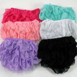 Lace Lacy Diaper Covers Bloomers Baby Girls Pink green lavender black 