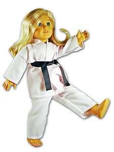   fits 18 American Girl ** Karate Set w/ 7 Belts Outfit Black **  