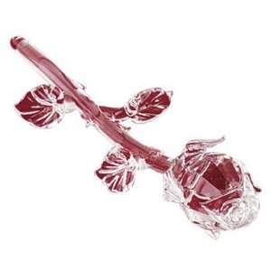 Etched Glass Single Rose 