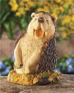 Laughing HEDGEHOG in Hole GARDEN STATUE/ Figurine~ Country Wildlife 
