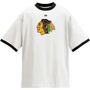  Mens Chicago Blackhawks Official Logo Ringer Tshirt 