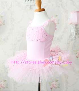 Child kids toddler Pink girl Dance Leotard Ballet Tutu Skirt Dress 4 