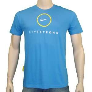  Livestrong Nike Mens Yellow Band Logo Shirt Powder Blue 