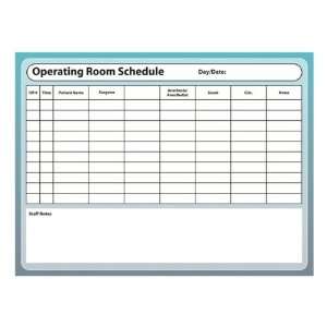  Hospital Markerboard   Operating Room Schedule w/ Non Magnetic 