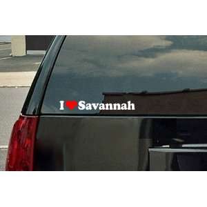  I Love Savannah Vinyl Decal   White with a red heart Automotive