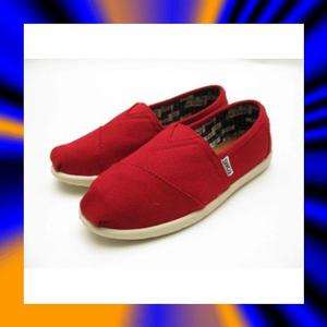 TOMS YOUTH CANVAS SLIP ON RED PRESCHOOL/ YOUTH SIZES  
