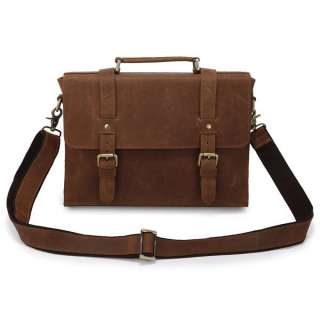 Rare Crazy Horse Leather Brown Business Briefcase Handbag Shoulder 