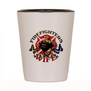  Shot Glass White and Black of Firefighters Fire Fighters 
