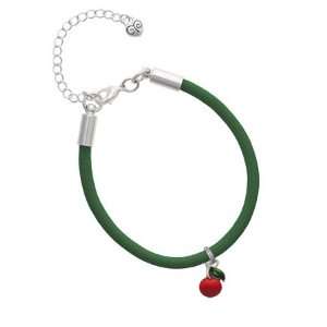  Single Cherry Charm on a Kelly Green Malibu Charm Bracelet 
