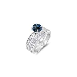 60 Cts Diamond & 1.14 Cts LBT Matching Ring Set in 14K White Gold 10 