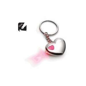  Heart Shaped Metal Key Chain with Red LED Light 