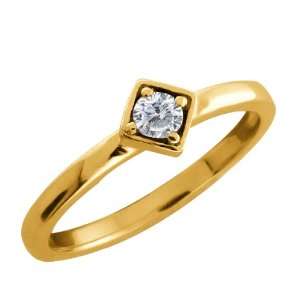  Round White Diamond Gold Plated Sterling Silver Ring 