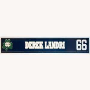Derek Landri #66 Notre Dame Game Used Locker Room Nameplate   Other 