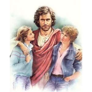 Carded 8x10 Prints for Framing   Jesus with Teens   Linen Paper   7 