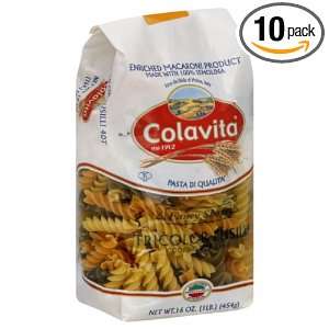 Colavita Pasta Tricolor Fussilli, 16 Ounce (Pack of 10)  