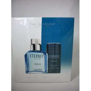 Eternity for Men Aqua Gift Set, Deodorant Stick + Eau De Toilette, 3.4 