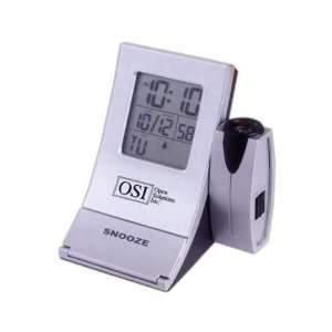   aluminum projector alarm clock with large LCD screen.