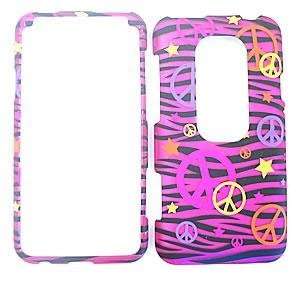  HTC EVO 3D Transparent Design Colorful Peace Signs on Pink 
