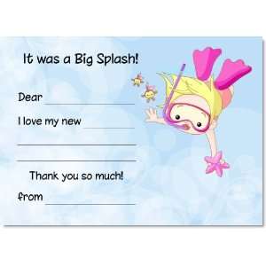   Pink Deep Sea Adventure Fill in Thank You Note Notes 