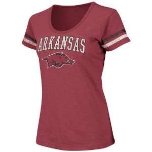  Arkansas Razorbacks Womens T Shirt   Striped Scoop Neck 