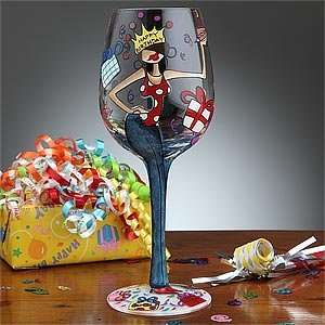 Happy Birthday Hand Painted Wine Glass for Women  Kitchen 