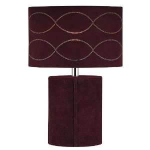   Suelita Table Lamp, Dark Brown Genuine Leather with Suede Fabric Shade