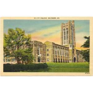   Vintage Postcard City College Baltimore Maryland 