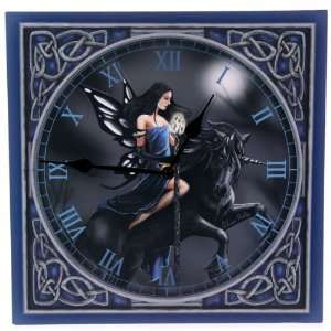   Blue Fairy Riding Unicorn Lisa Parker Picture Clock 