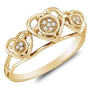  Yellow Gold Heart Engagement OR Fashion Right Hand Ring Band   Heart 