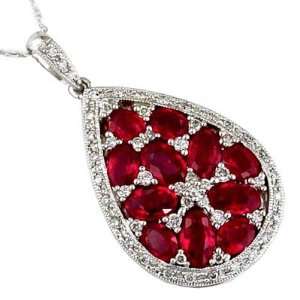  14K White Gold Diamond and Ruby Necklace Grande Jewelry