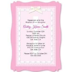 Delicate Pink Cross   Personalized Vellum Overlay Baptism Invitations 