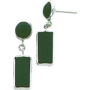  White gold Onyx Rectangle Earrings Jewelry New Jewelry