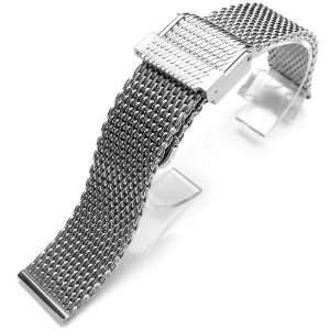  20mm Poilshed Mesh Watch Band Bracelet Wire Mesh Embossed 