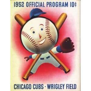  1952 Chicago Cubs V Cincinnati Reds Official Program Nm 