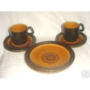  Partial Set of Brown Dinnerware Dishes 