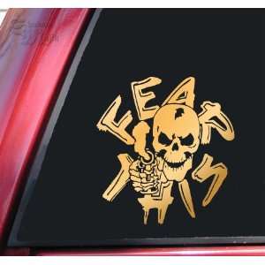 Fear This Skull With Gun Vinyl Decal Sticker   Mirror Gold 