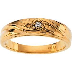    14K Yellow Gold Mans Diamond Wedding Band   0.03 Ct. Jewelry
