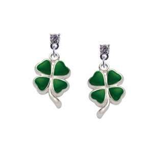  Green Four Leaf Clover with Heart Leaves Clear Swarovski 