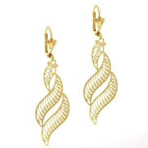 2.25 Stunning Leave Shape Dangle Gold Plated Earrings 