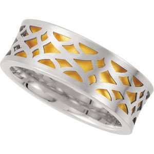  IceCarats Designer Jewelry Gift 14K White/Yellow Gold Wedding Band 